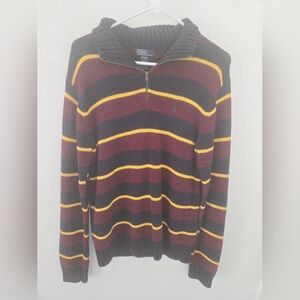 Vintage Polo Ralph Lauren striped mock neck pullover sweater Boys Size XL 20